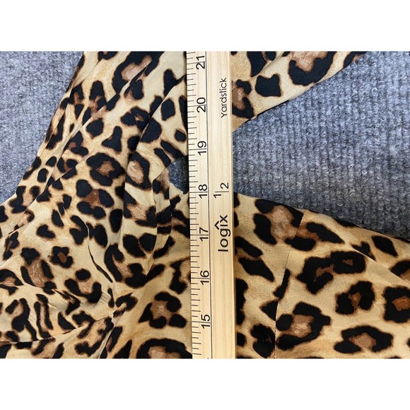 H&M Blouse Womens 4 Tan Black Leopard Long Sleeve Cross Tie Ruffle NEW Career‎ - Picture 10 of 10